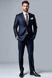 Bleu foncé revers simple boutonnage 2 pièces Costumes pour hommes