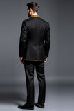 Noir Golden Peak Revers 3 pièces Tailleurs de bal pour hommes