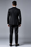 Noir revers cranté 3 pièces Stripe Tailleurs de bal pour hommes