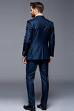 Bleu foncé revers cranté 3 pièces Costumes de soirée pour hommes