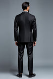 Noir à rayures crantées 2 pièces Costumes de soirée pour hommes