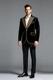 Noir à simple boutonnage 2 pièces à revers en pointe Costumes de bal pour hommes