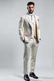 Hommes Lvory Double Breasted 3 Pièces Peak Lapel Bal Suits