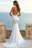 Sirène Licol lvory Robe de mariée longue en satin