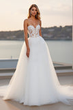 Dentelle Sans Bretelles Une Ligne Tulle Ivoire Robe de mariée
