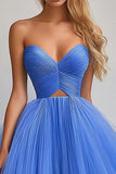 Une ligne bleue Sweetheart Robe longue de bal en tulle