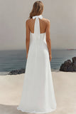Robe longue fluide en mousseline de soie blanche