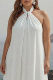Robe longue bohème de plage blanche en mousseline blanche en mousseline halter