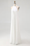Robe longue fluide en mousseline de soie blanche