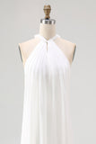 Robe longue fluide en mousseline de soie blanche