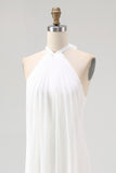 Robe longue fluide en mousseline de soie blanche