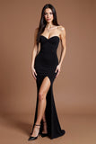 Sweetheart Robe formelle en crêpe de sirène noire avec fente