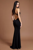 Sweetheart Robe formelle en crêpe de sirène noire avec fente