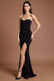 Sweetheart Robe formelle en crêpe de sirène noire avec fente