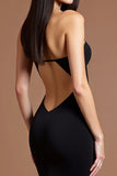 Sweetheart Robe formelle en crêpe de sirène noire avec fente