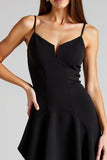 Robe formelle asymétrique à bretelles spaghetti noires Une ligne