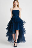 Organza A Line Marine Robe de cérémonie à plusieurs niveaux