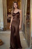 Spaghetti Straps Café Satin Robe longue formelle