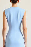 Robe formelle fourreau froncé bleu ciel avec fente