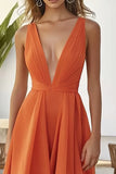 Orange à volants une ligne robe d’invitée de mariée en mousseline de soie