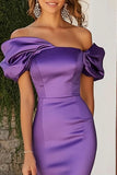 Robe d’invitée de mariage en satin prune sirène à épaule dénudée