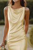 Robe de demoiselle d’honneur jonquille col bénitier en satin sirène