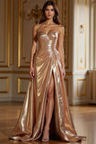 Robe de bal bustier plissée champagne pailletée