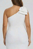 Robe de remise de diplôme blanche taille grande coupe nœud nœud d’épaule