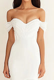 Robe de mariée longue blanche sirène à épaules dénudées