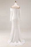 Robe de mariée sirène blanche à manches longues à manches longues