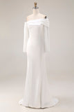Robe de mariée sirène blanche à manches longues à manches longues