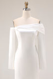 Robe de mariée sirène blanche à manches longues à manches longues