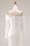 Robe de mariée sirène blanche à épaules dénudées à manches longues
