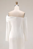 Robe de mariée sirène blanche à manches longues à manches longues