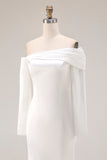 Robe de mariée sirène blanche à manches longues à manches longues