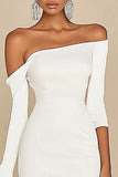 Robe moulante blanche à manches longues