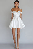 Robe blanche A Line Out the Shoulder