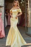 Robe de bal jonquille épaule dénudée sirène sirène