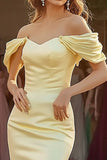 Robe de bal jonquille épaule dénudée sirène sirène