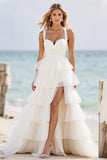 Robe de bal en organza blanc à plusieurs niveaux