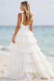 Robe de bal en organza blanc à plusieurs niveaux