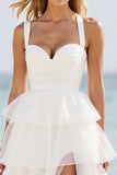 Robe de bal en organza blanc à plusieurs niveaux