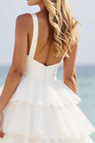 Robe de bal en organza blanc à plusieurs niveaux
