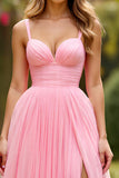 Rose A Ligne Spaghetti Bretelles Robe De Bal En Mousseline De Soie