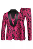 Jacquard noir 3 pièces châle revers Costumes pour hommes