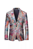 Veste blazer de bal colorée à revers cranté à un bouton pour homme