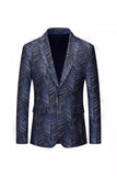 Blazer pour homme en jacquard bleu marine à revers crantés