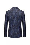 Blazer pour homme en jacquard bleu marine à revers crantés