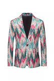 Blazer de bal à revers crantés imprimé coloré pour homme