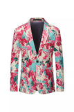 Blazer Floral Coloré À Revers Cranté Pour Homme
